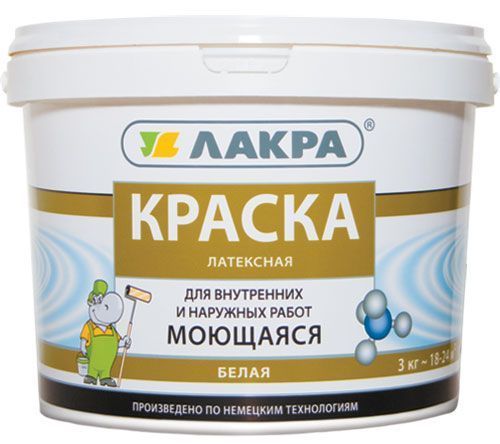 ЛАКРА Краска латексная моющаяся белая 3 кг.